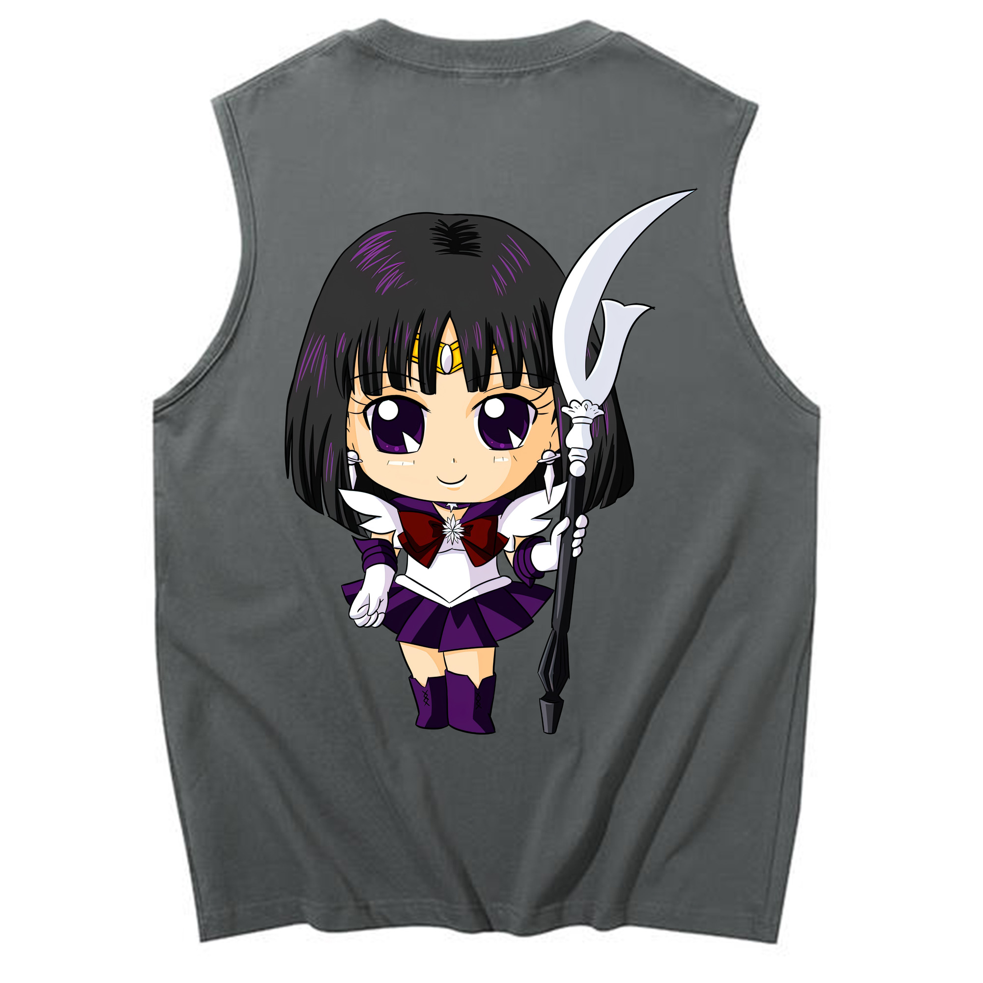 （画像用） 美少女戦士セーラームーン 土萠ほたる Sailor Moon Tomoe Hotaru （セーラーサターン；Sailor Saturn） コットン100％タンクトップ（背面プリント）